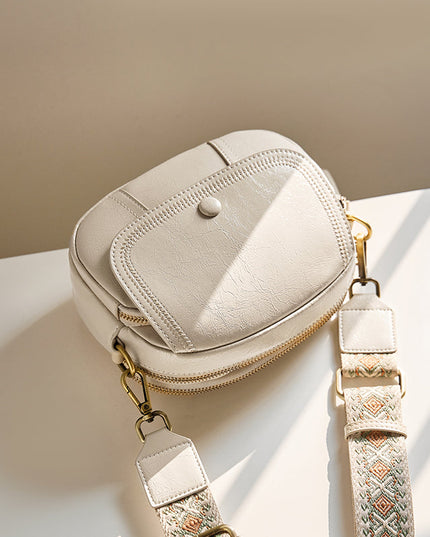 White Stitch Saddle Shoulder Bag-3