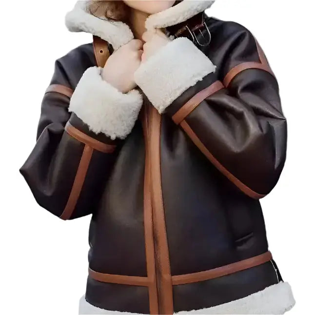 Women’s Winter Fur B3 RAF Aviator Shearling Leather Jacket-2