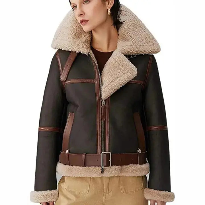 Women’s B3 RAF Shearling Aviator Bomber Jacket-0