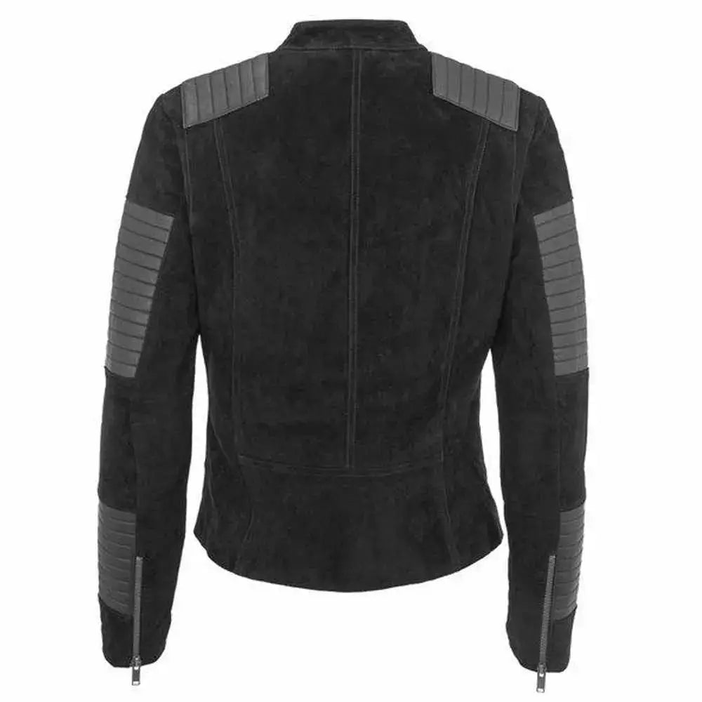 Women’s Nubuck Leather Motorcycle Jacket-1