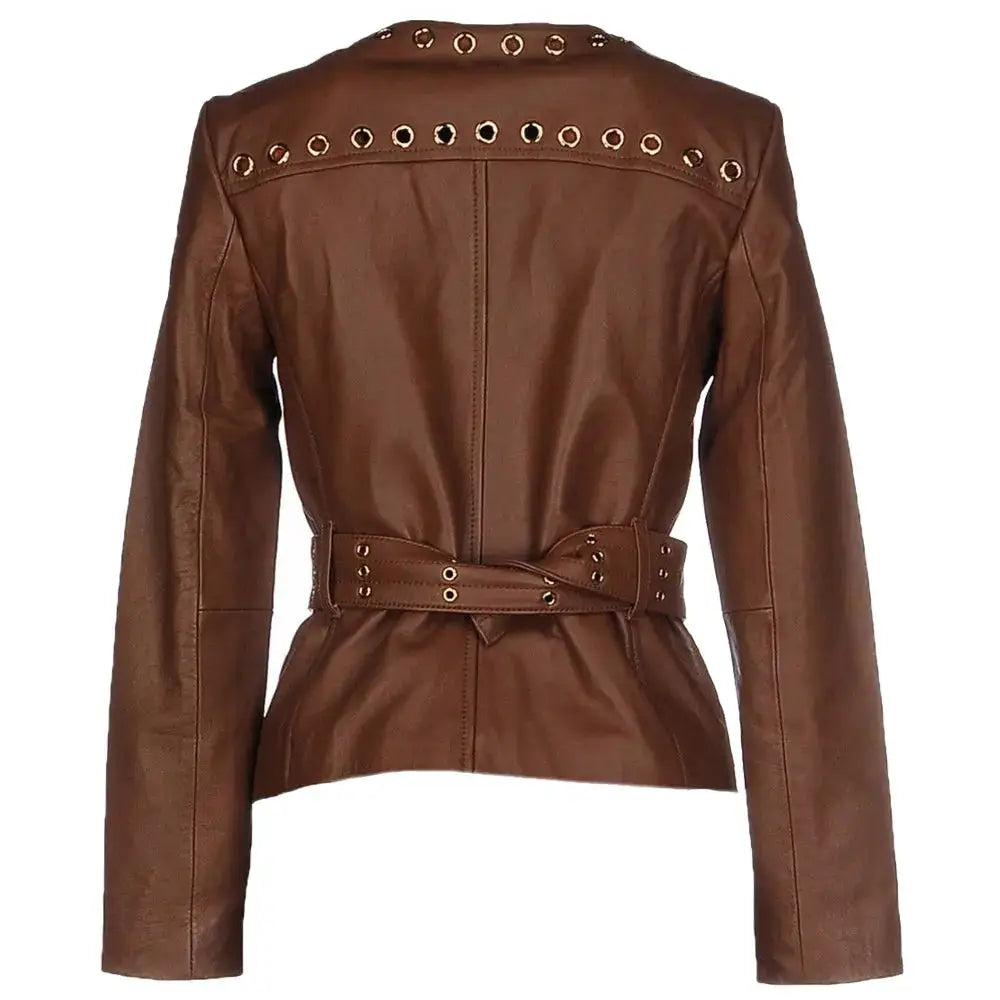 Women’s Genuine Leather Biker Jacket-1
