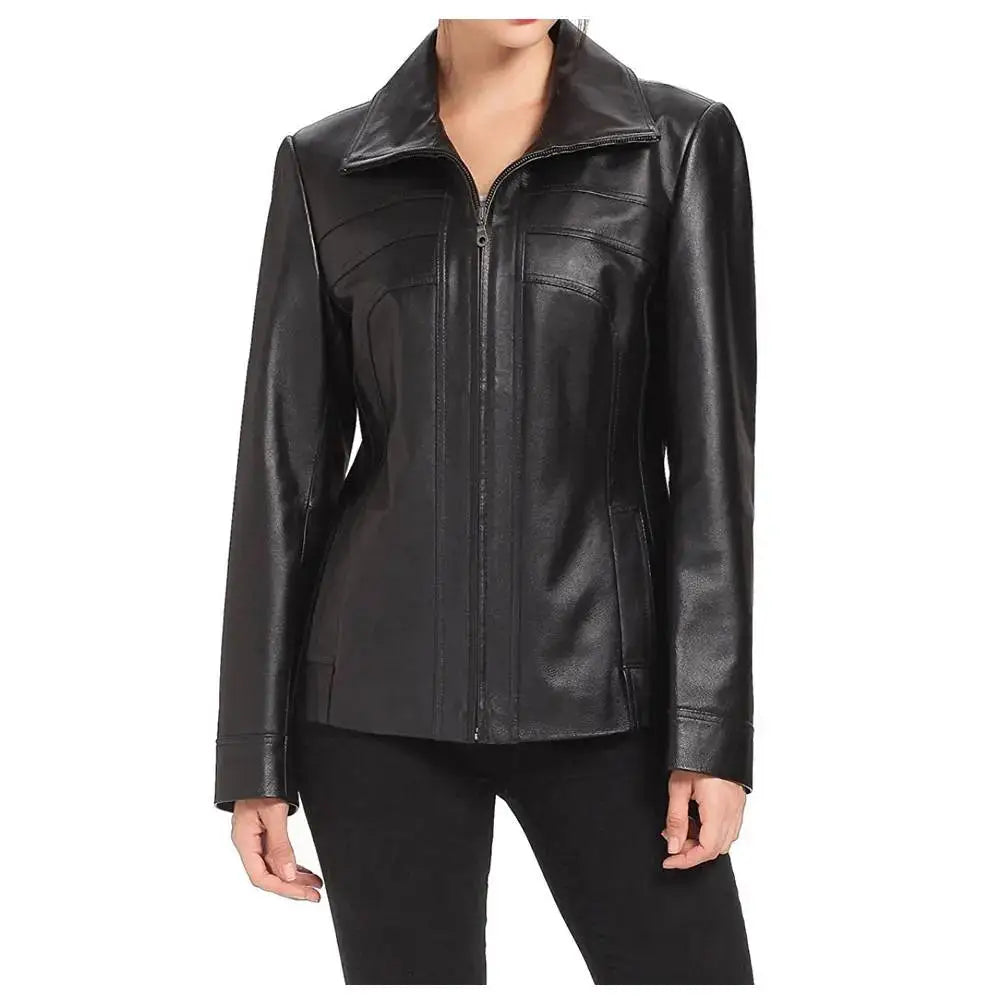 Women’s Leather Biker Jacket-0