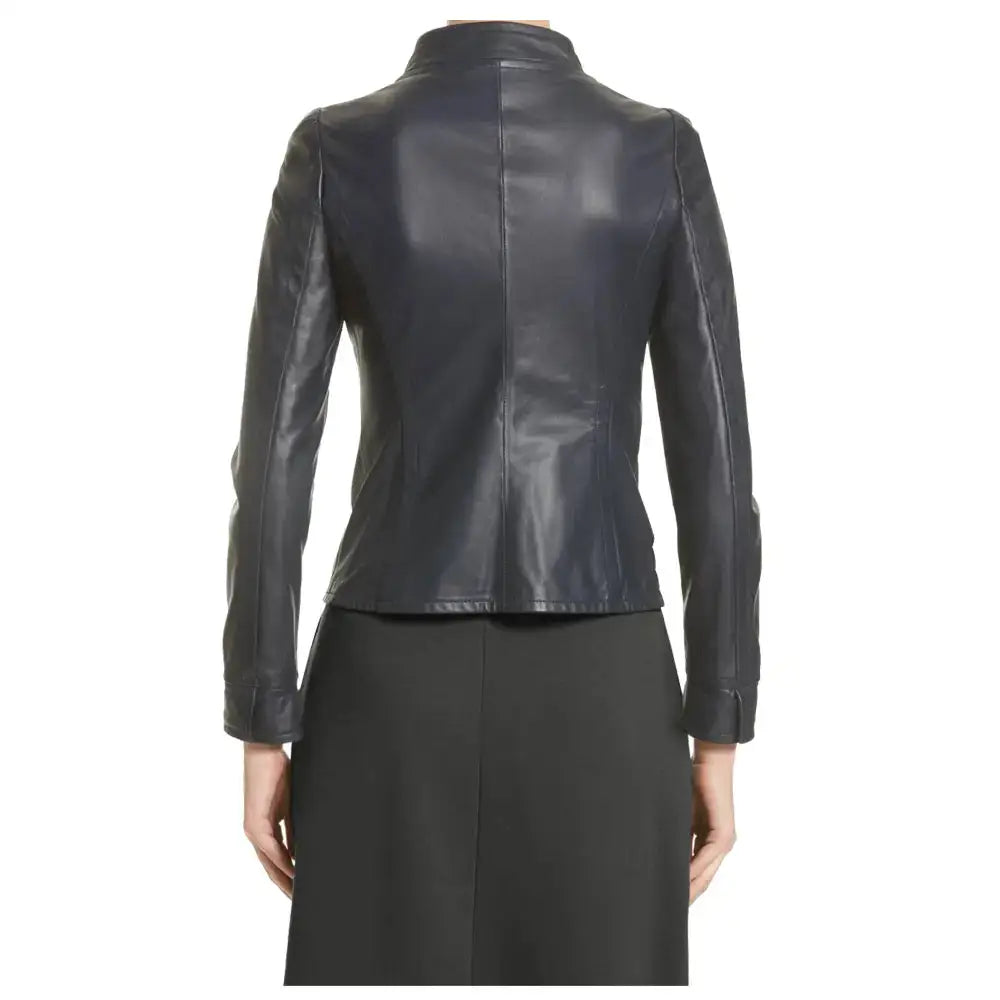 Women’s Lambskin Leather Biker Jacket-1