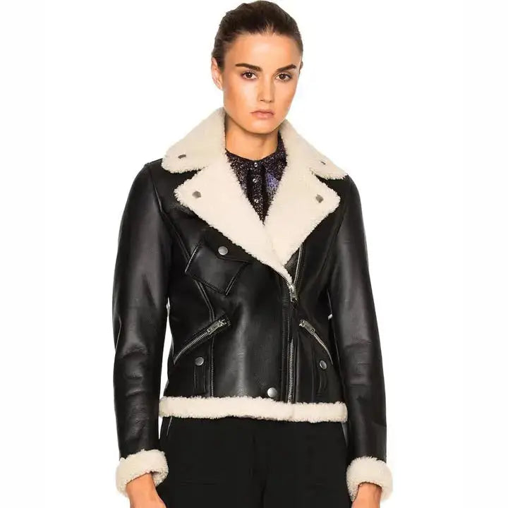 Womens B3 Aviator Shearling Bomber Jacket-0