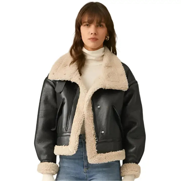 Womens B3 RAF Aviator Leather Jacket-0