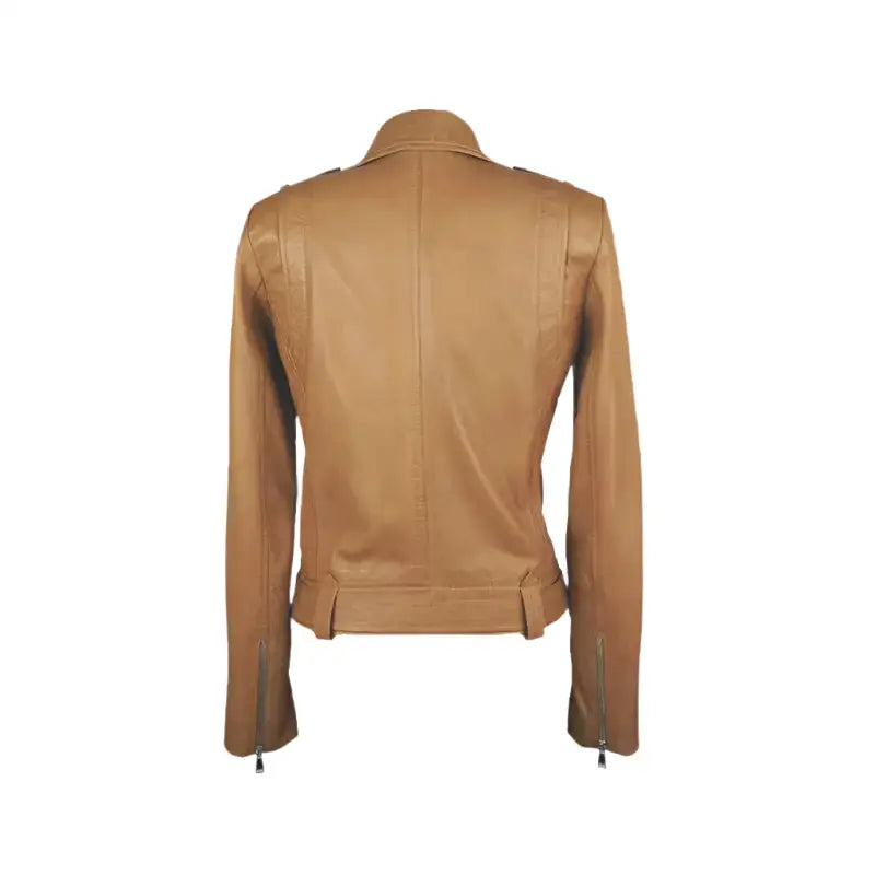 Women’s Camel-Colored Leather Jacket-1