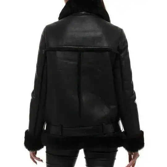Women’s Black B3 Shearling Bomber Jacket-1