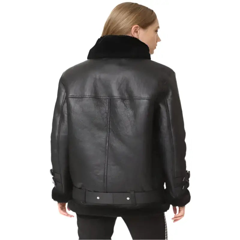 Women’s Black B3 Shearling Jacket-1