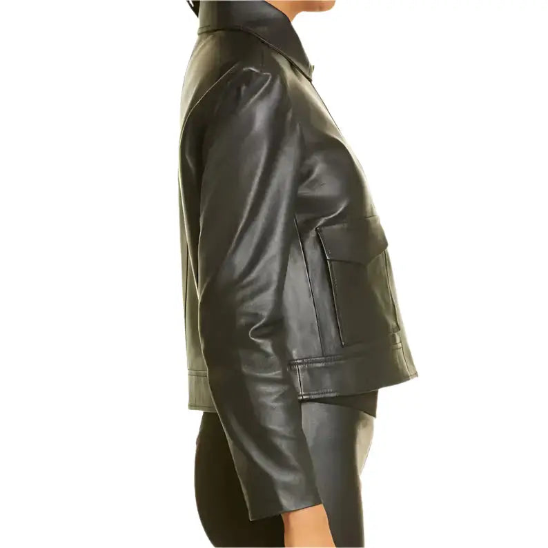 Womens Black Motorcycle Jacket-3