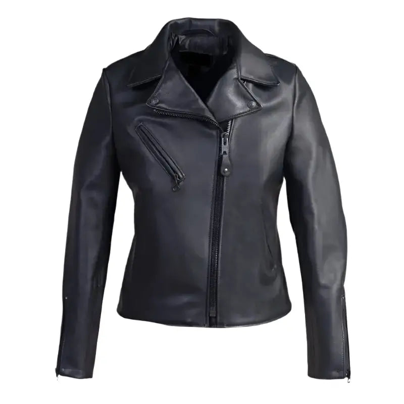 Women’s Black Leather Moto Jacket-0