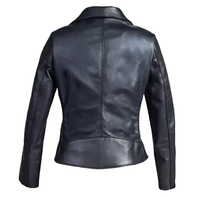 Women’s Black Leather Moto Jacket-1