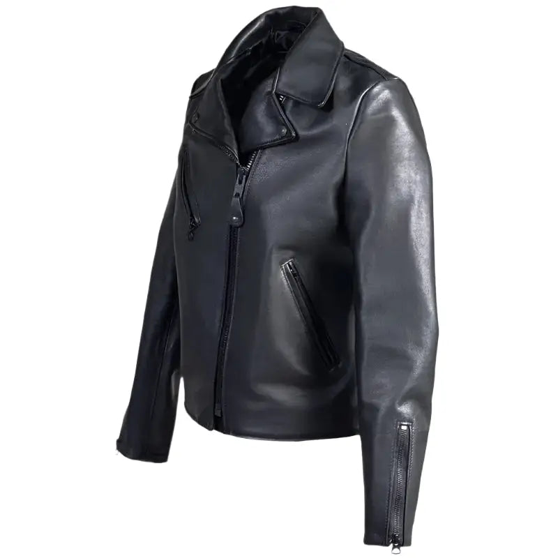 Women’s Black Leather Moto Jacket-2