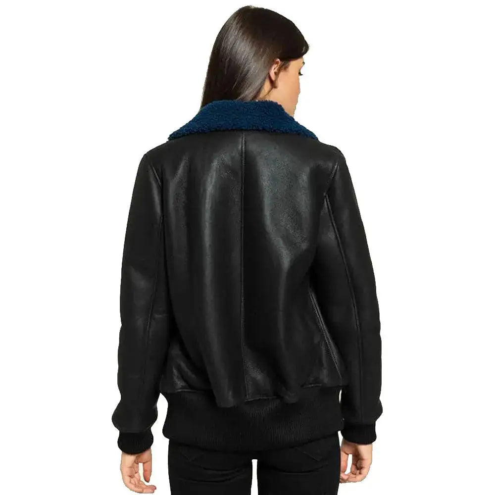 Women’s Black Shearling College Jacket-1