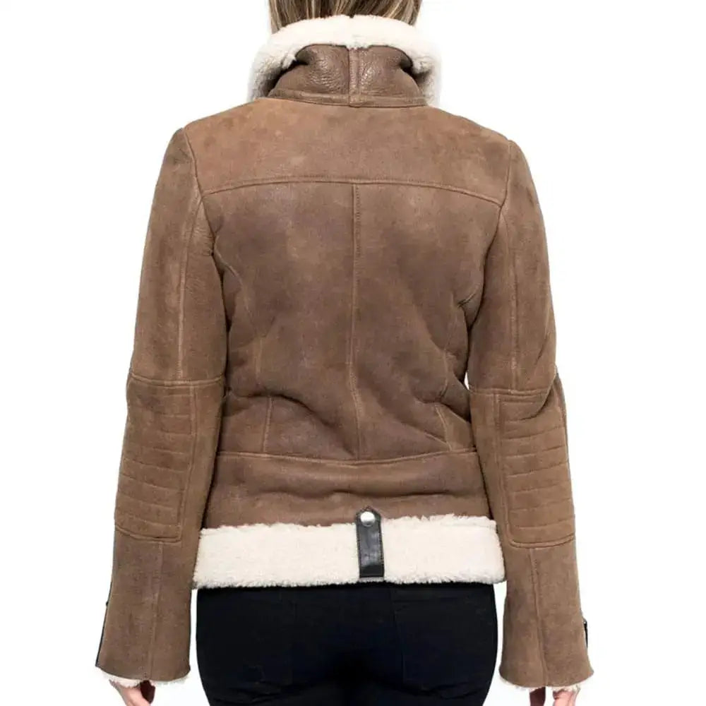 Women’s Brown Shearling Aviator Jacket-1