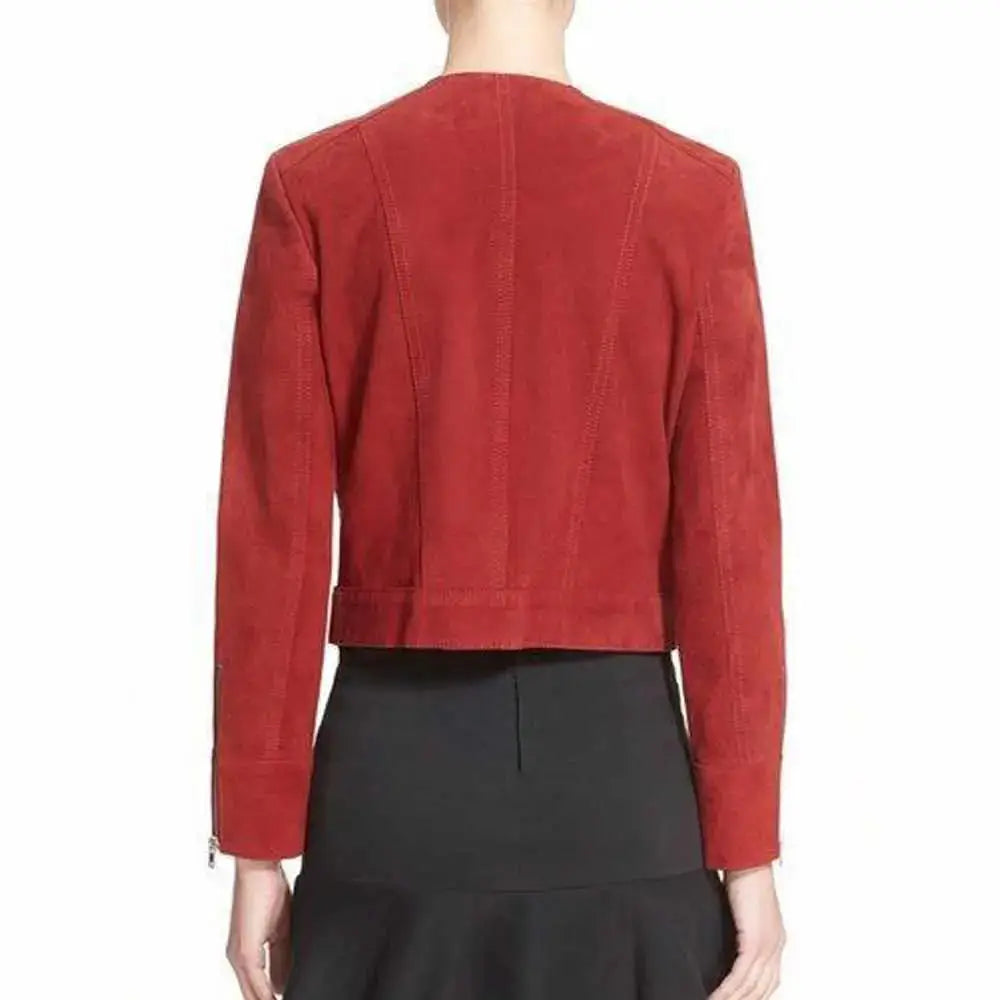 Women’s Burgundy Suede Motorcycle Jacket-1