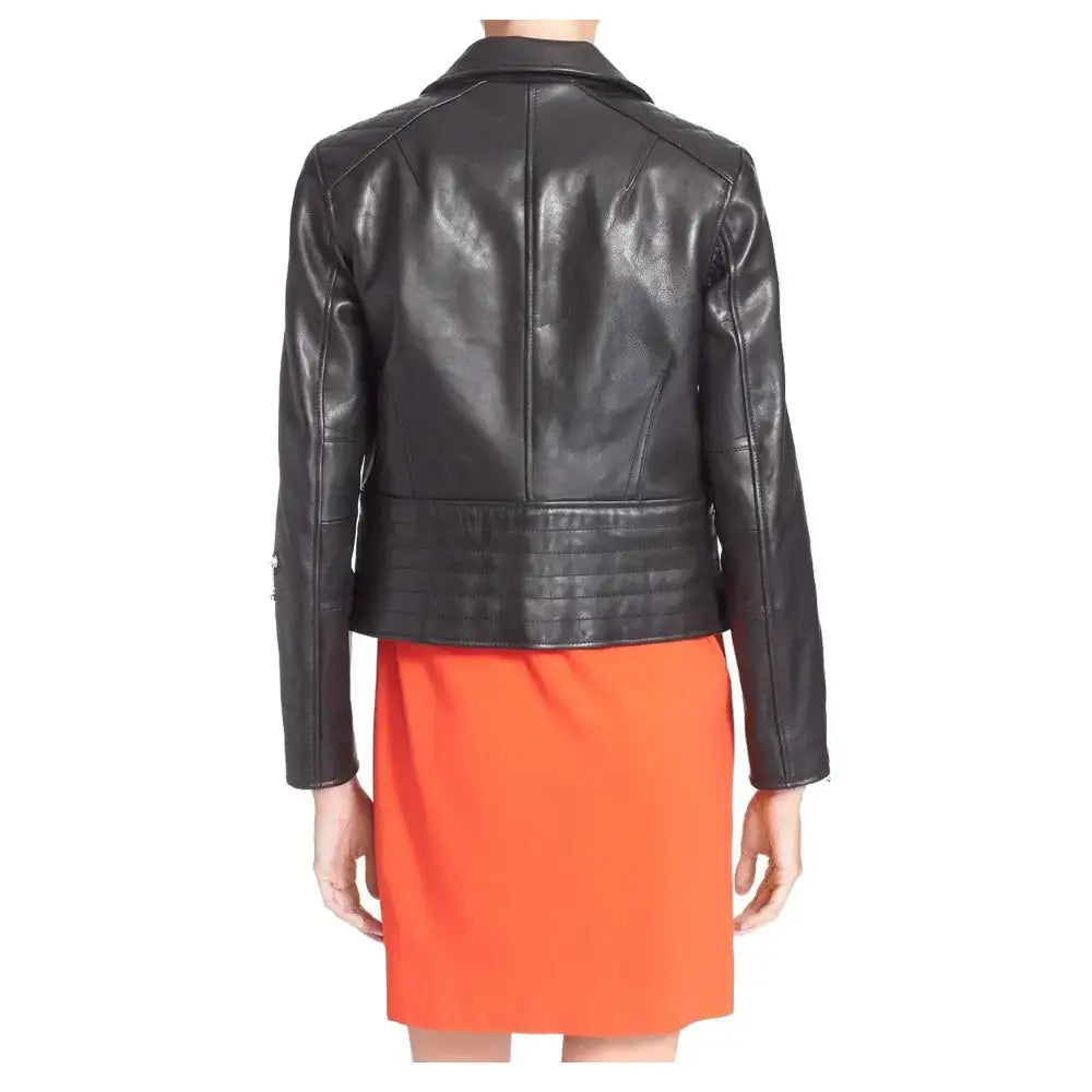 Women’s Casual Slim Fit Motorcycle Leather Jacket-1