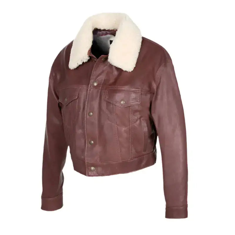 Women’s Chestnut Brown Shearling Jacket-2