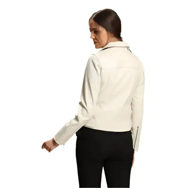 Women’s Cream Lambskin Leather Jacket-1