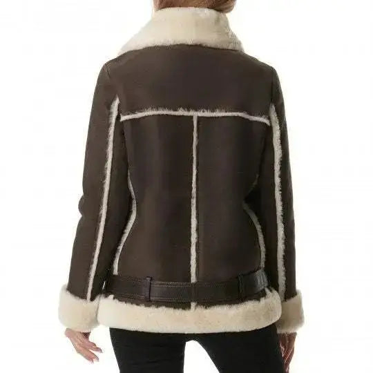 Women’s Dark Brown B3 RAF Shearling Aviator Jacket-3