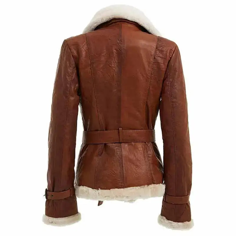 Women’s Double Breasted Shearling Jacket-1