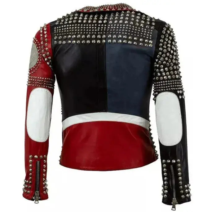 Women’s Elegant Gothic Studded Leather Biker Jacket-1