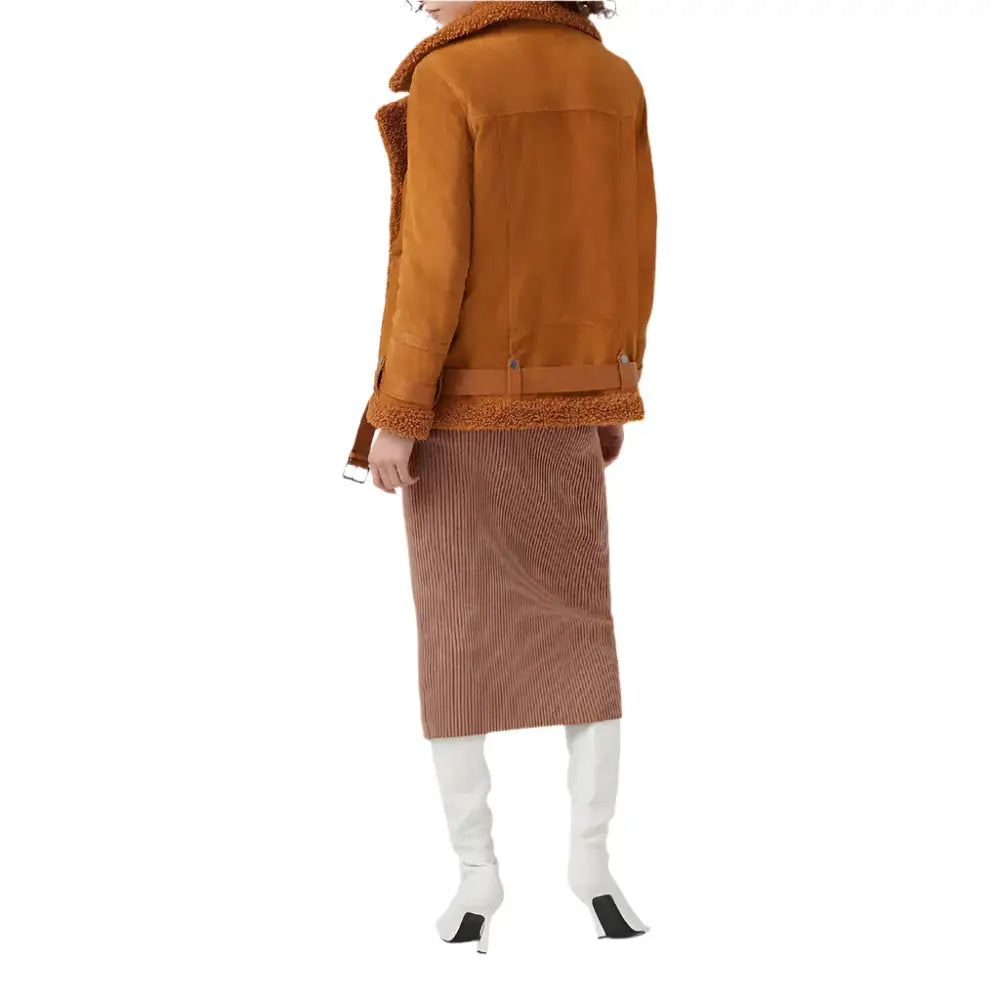 Women’s Ginger Sheepskin Shearling Leather Jacket-1