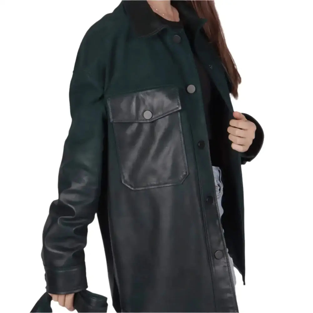 Women’s Green Suede Leather Jacket-2