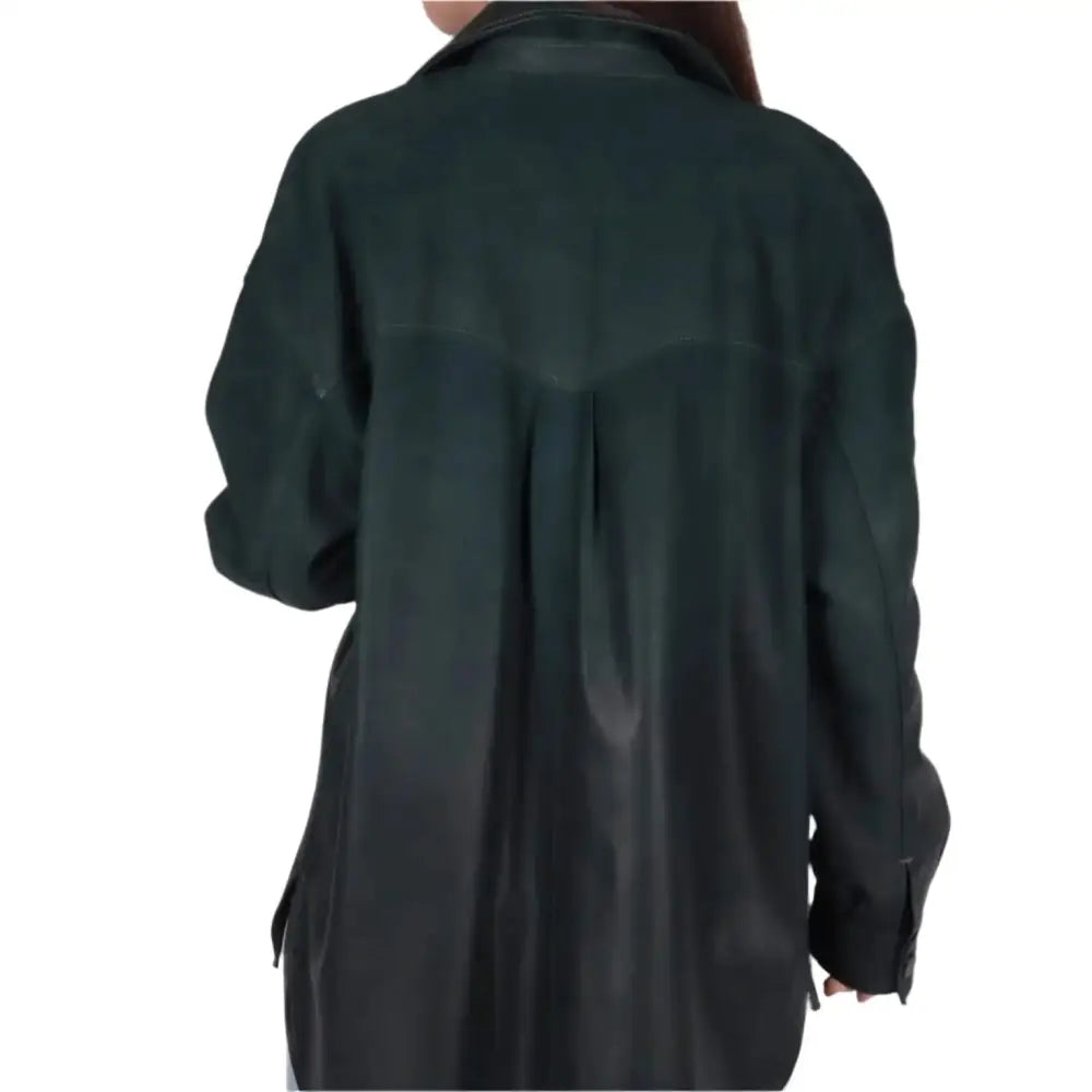 Women’s Green Suede Leather Jacket-3