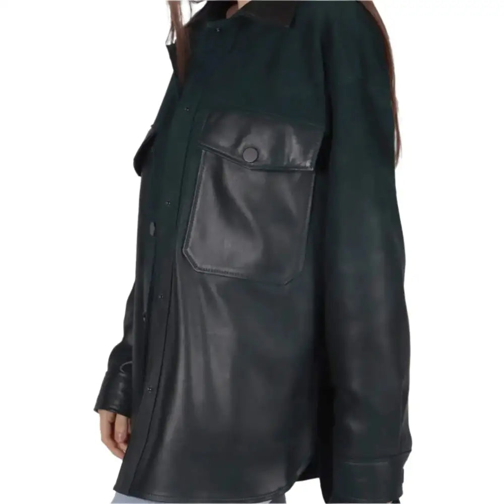 Women’s Green Suede Leather Jacket-1