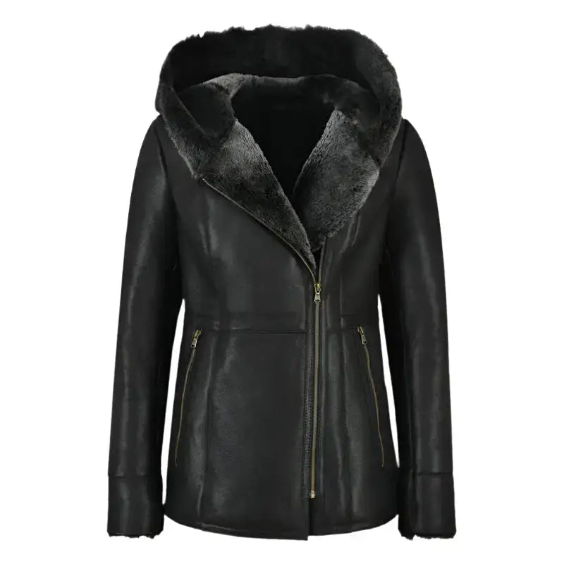 Women’s Grey Shearling B3 Aviator Jacket-0