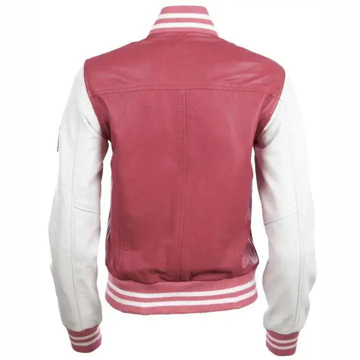 Women’s Leather Varsity Bomber Jacket-3