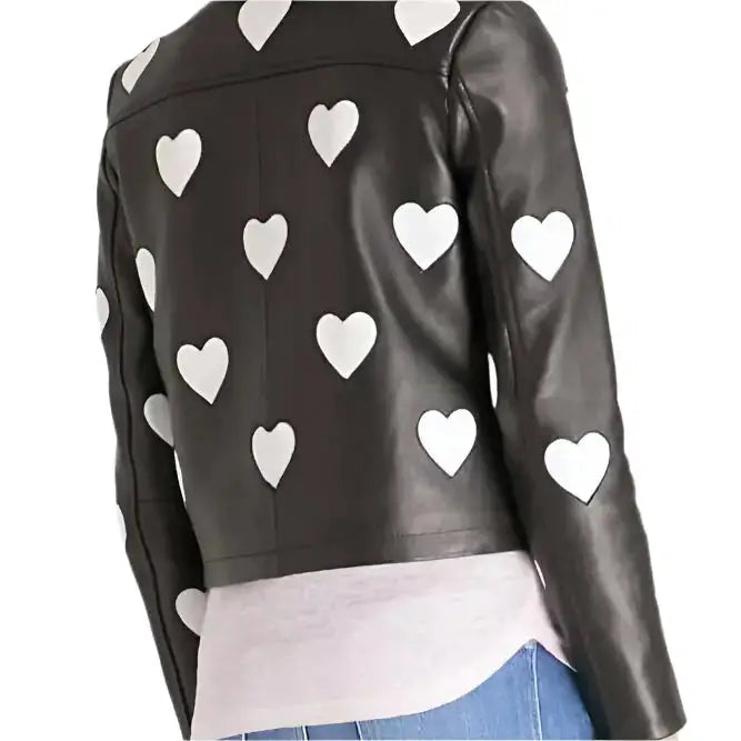Women’s Maje Heart Leather Motorcycle Jacket-3