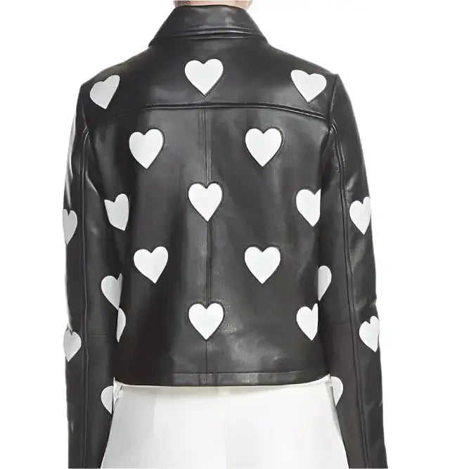 Women’s Maje Heart Leather Motorcycle Jacket-1