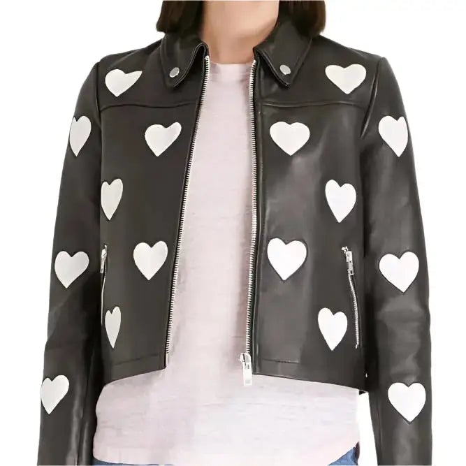 Women’s Maje Heart Leather Motorcycle Jacket-2