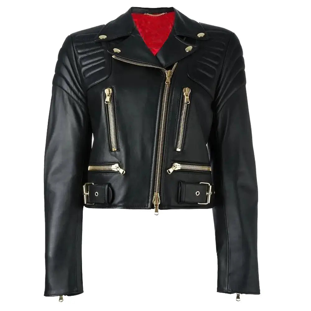 Women’s Moschino Cropped Biker Jacket-0