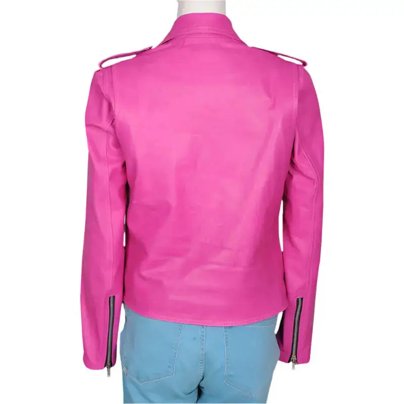 Women's Pink Leather Jacket-1