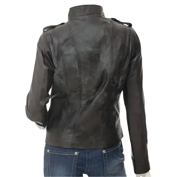 Women’s Raven Black Leather Jacket-1