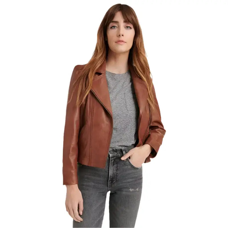 Women’s Rusty Brown Leather Jacket-0