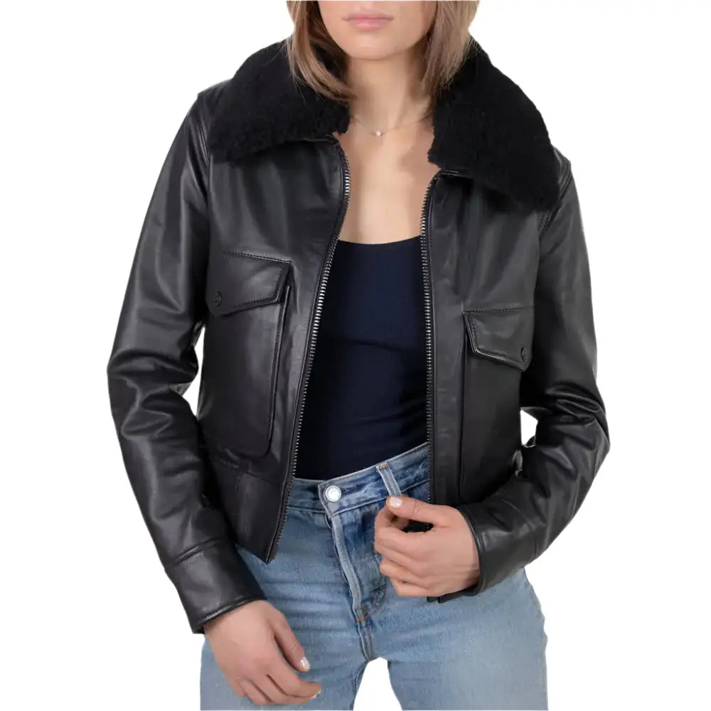 Women’s Shearling Bomber Jacket-0