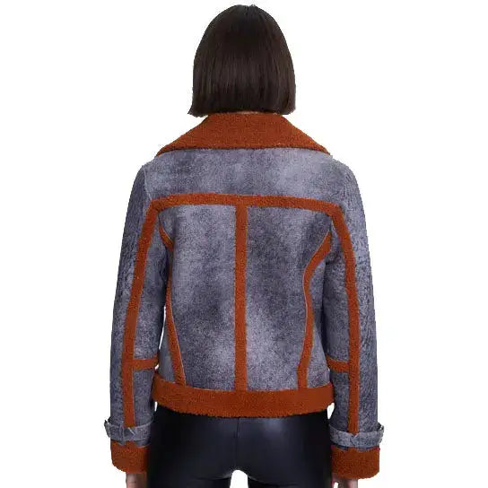 Women’s Orange Sheepskin Fur Jacket-3