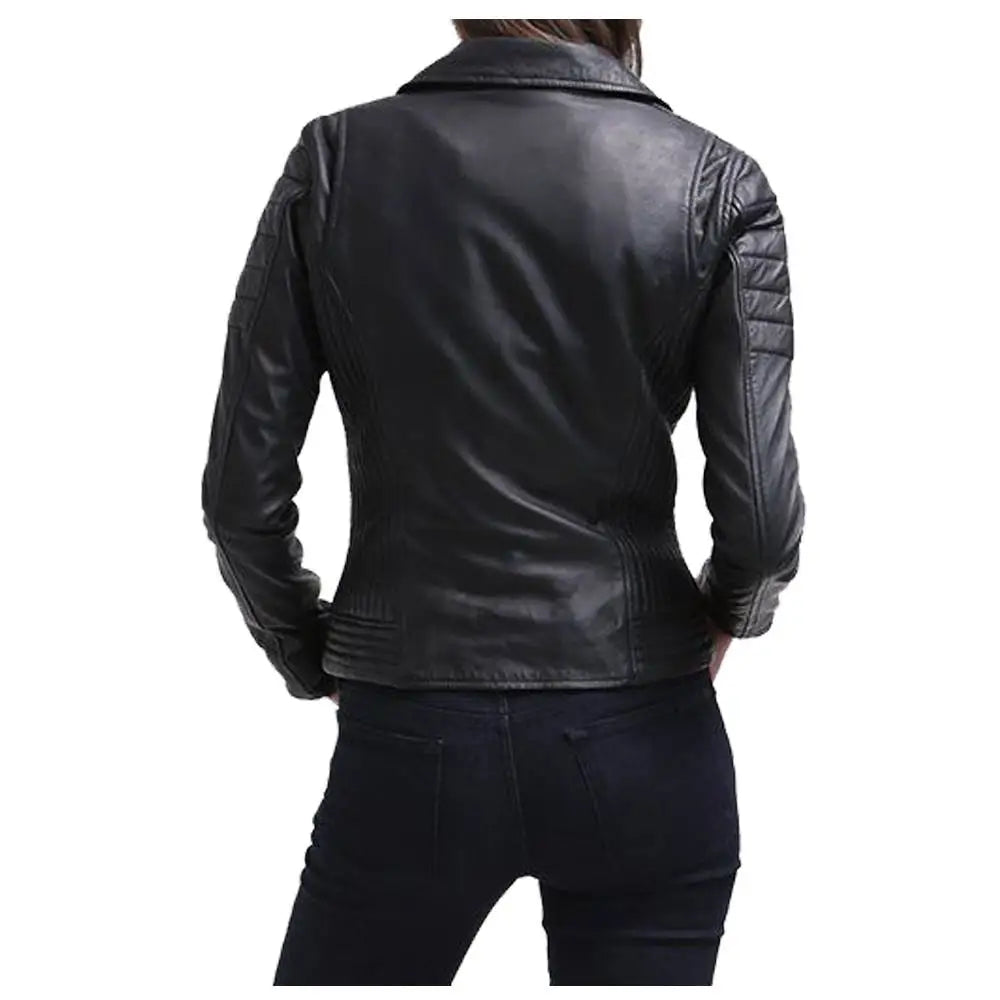Women’s Slim Fit Black Genuine Leather Jacket – Innovative Design-1
