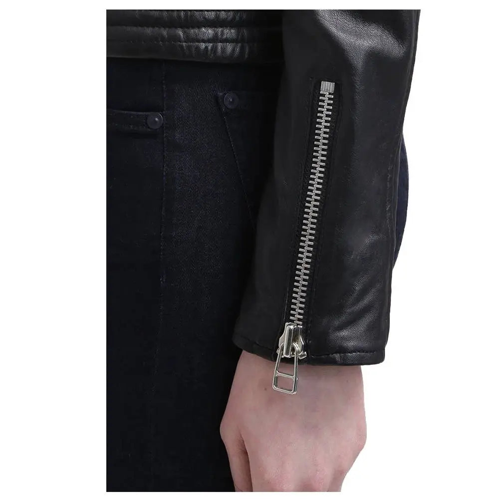 Women’s Slim Fit Black Genuine Leather Jacket – Innovative Design-4