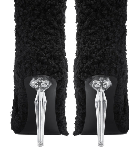 Wooly Pointed Toe Knee High Boots-3