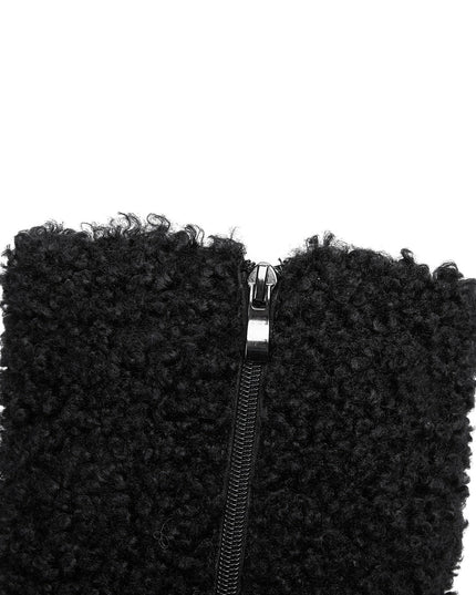 Wooly Pointed Toe Knee High Boots-4